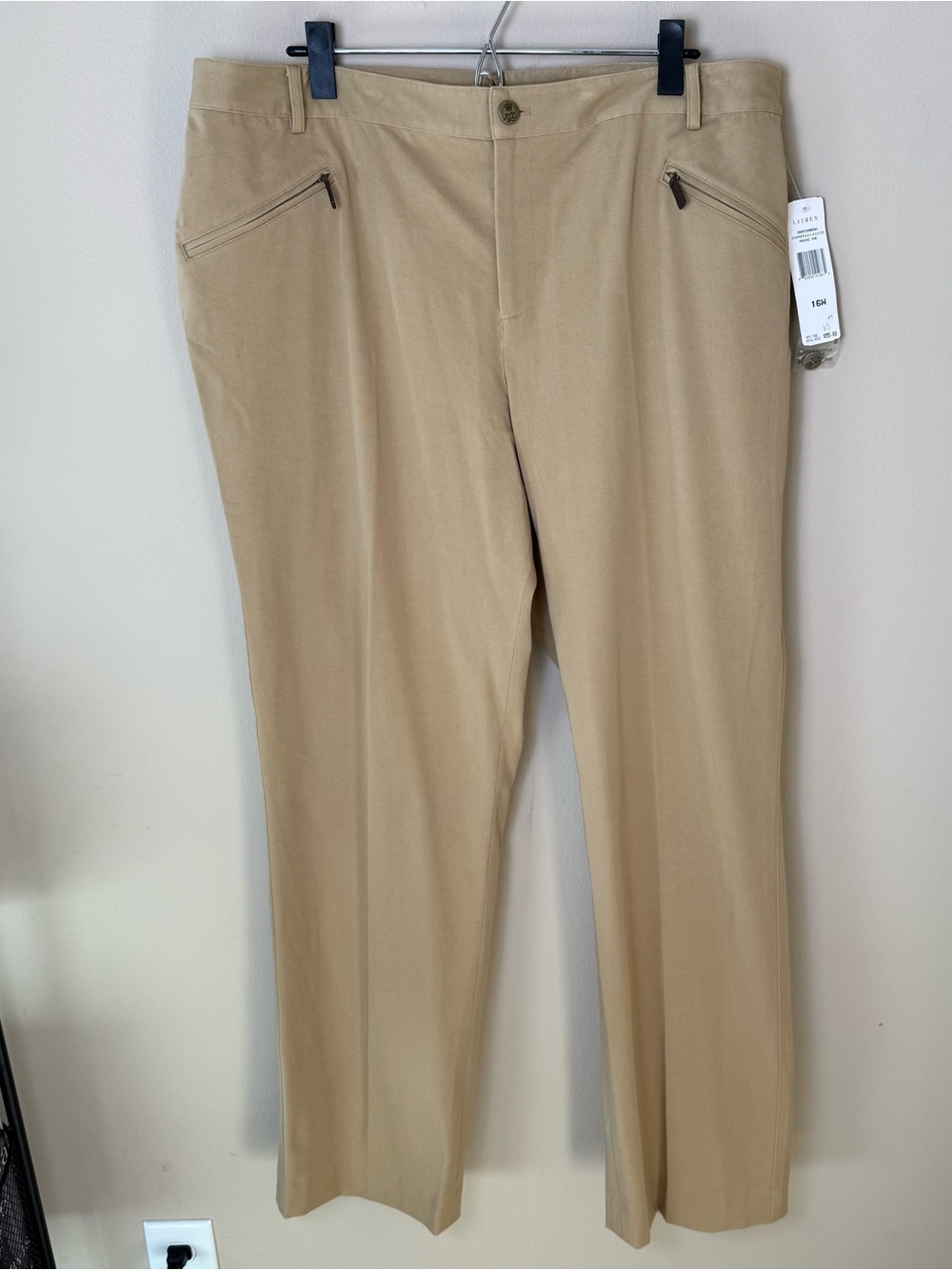 NWT Vintage Y2K Lauren Ralph Lauren Twill Khaki Pants Womens 16W Tan LRL NEW $95